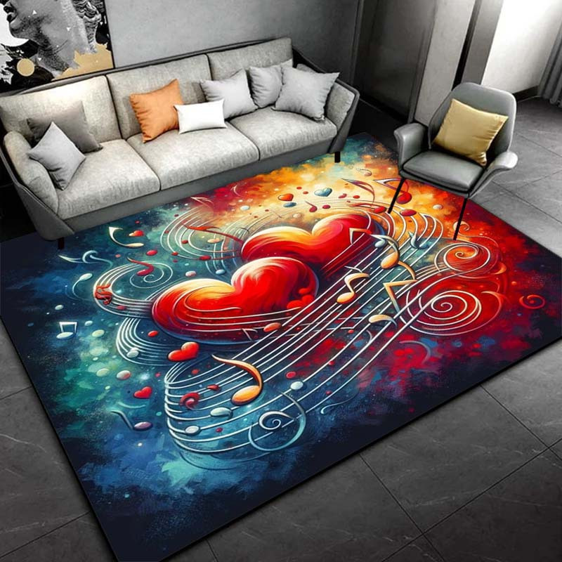 Home Textiles Notes - Heart Music Notes Rug - Romantic