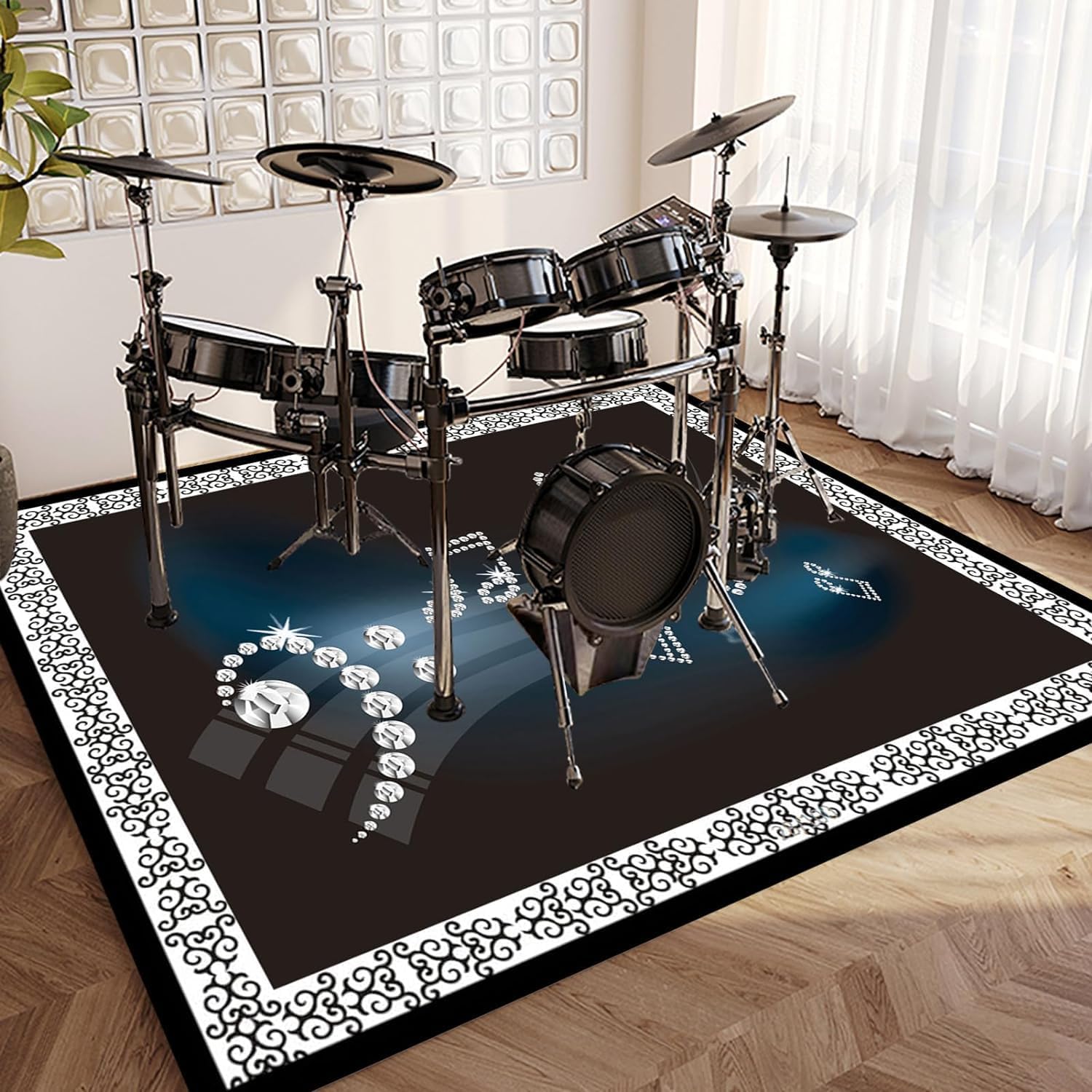 Home Textiles Notes - Sparkling Music Note Crystal Carpet, Diamond-like