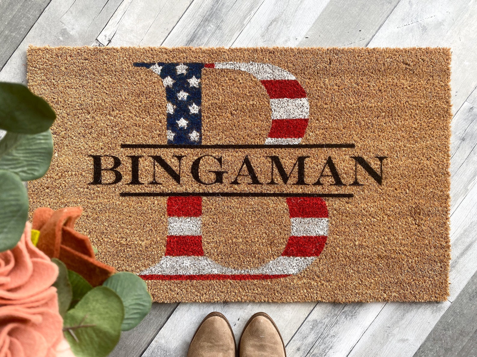Home Textiles Company - Personalized American Flag Graphic Last Name