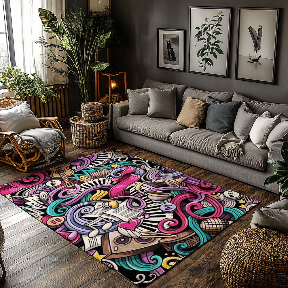 Musical Notes Love Print Rug,  - Home Textiles Notes review and price