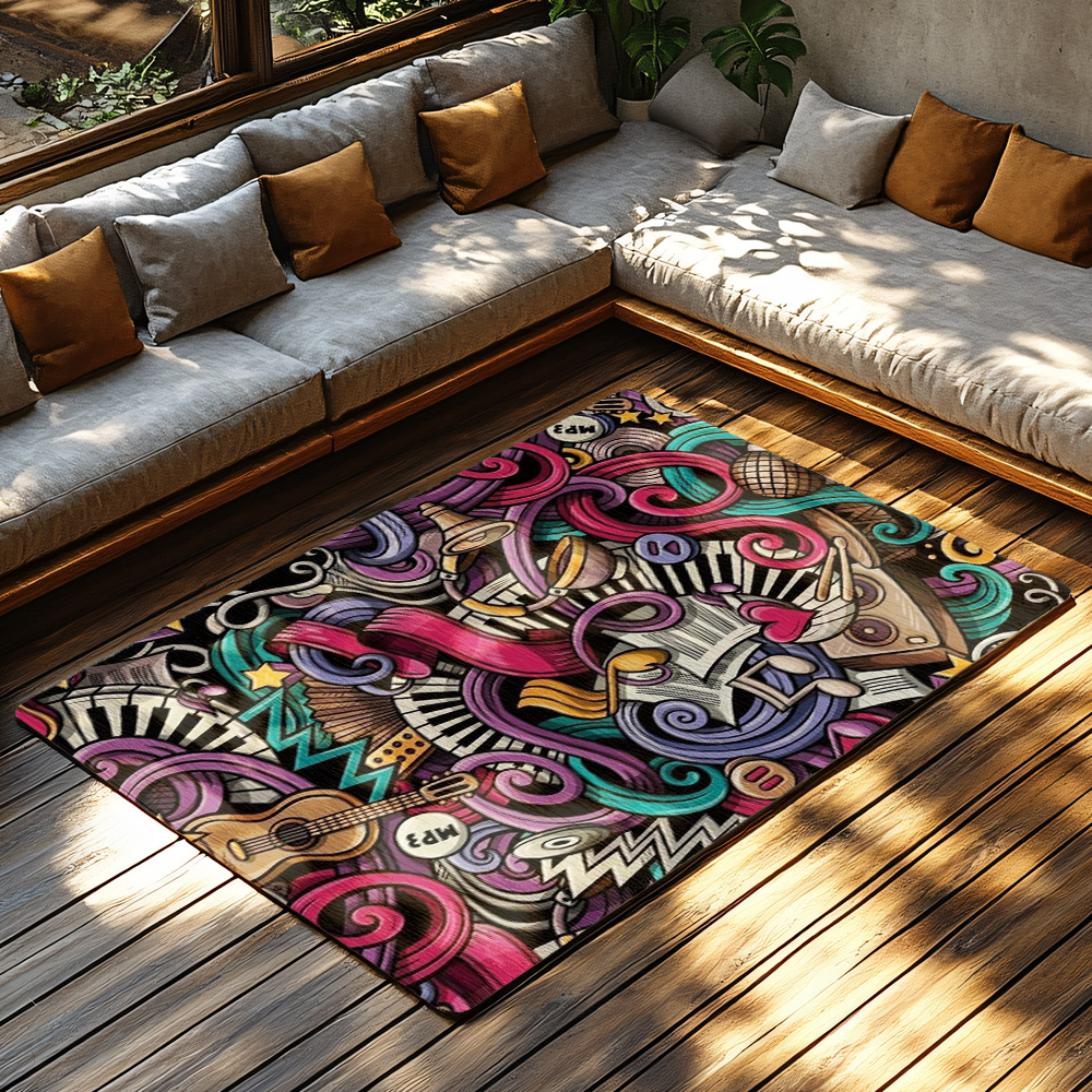 Musical Notes Love Print Rug,  - Home Textiles Notes review and price