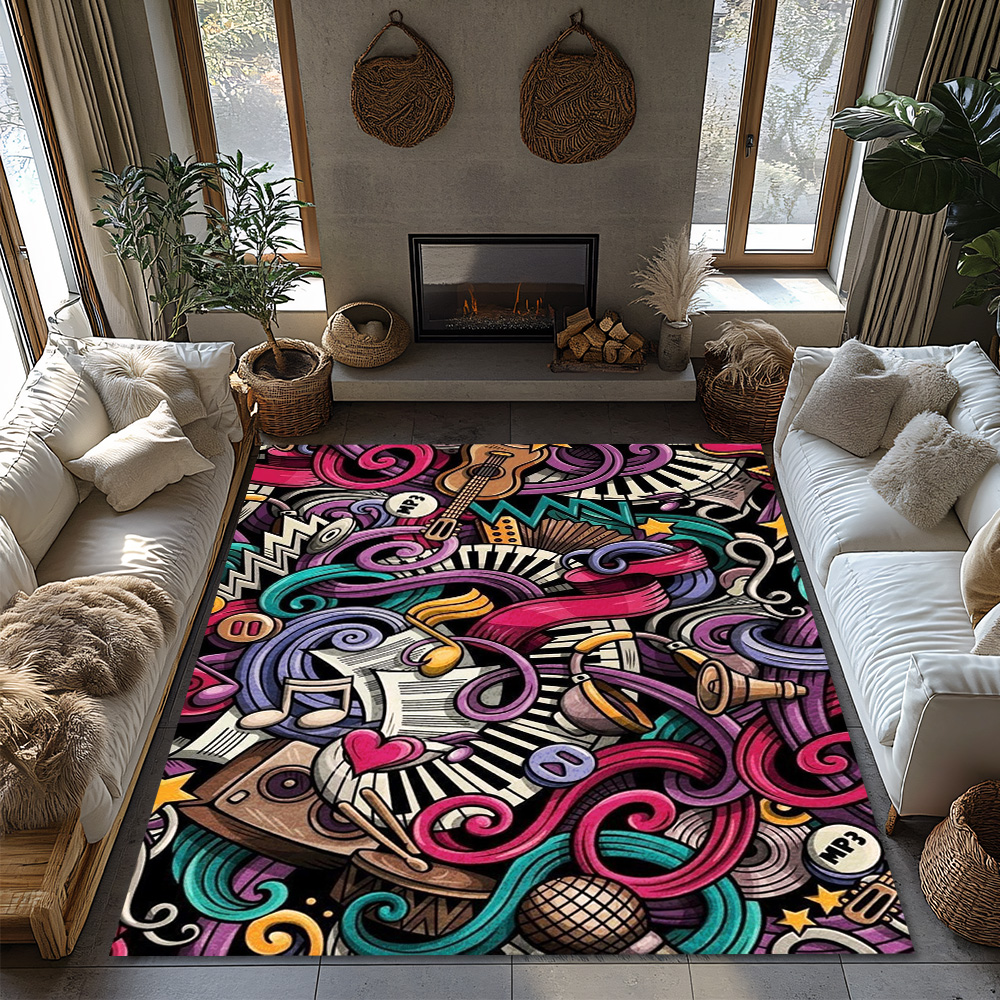 Musical Notes Love Print Rug,  - Home Textiles Notes review and price