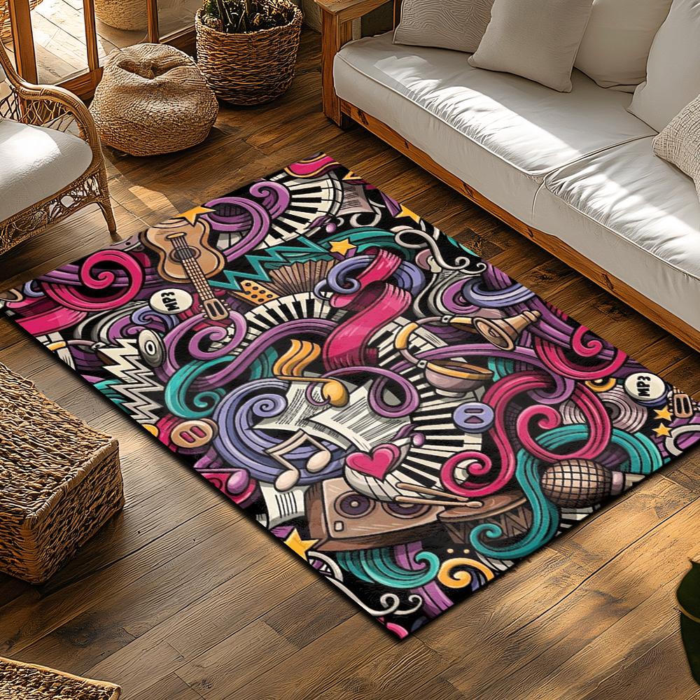 Musical Notes Love Print Rug,  - Home Textiles Notes review and price