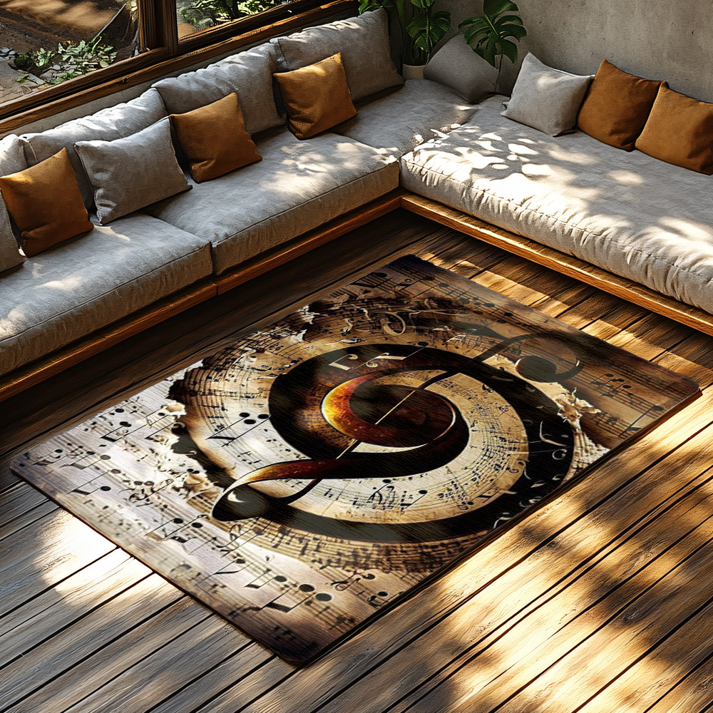 Golden Treble Clef Music Rug,  - Home Textiles Notes review and price