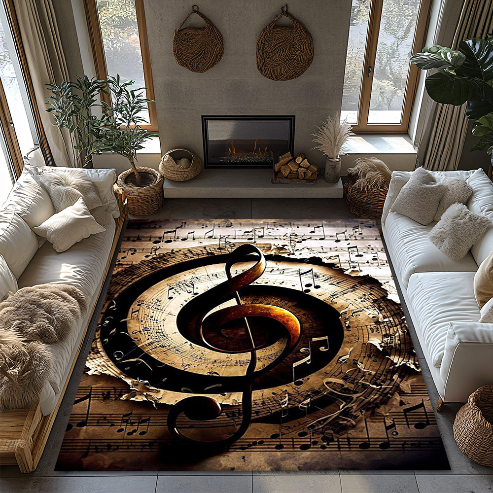 Golden Treble Clef Music Rug,  - Home Textiles Notes review and price