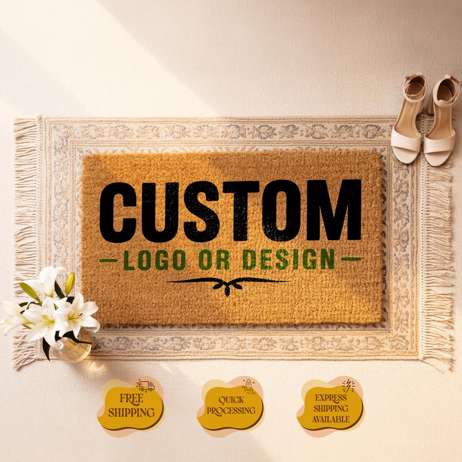 Customized Coir Doormat Logo T - Home Textiles Company review and price